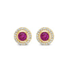 Absolute Pink Halo Stud Earrings, Gold