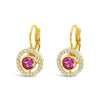 Absolute Pink Halo Drop Earrings, Gold