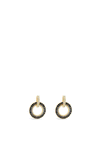 Absolute CZ Disc Pendant Earrings, Gold & Black