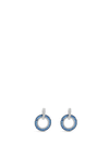Absolute CZ Disc Pendant Earrings, Silver & Navy
