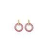 Absolute Pink CZ Baguette Disc Earrings, Gold