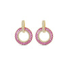 Absolute Pink CZ Baguette Disc Earrings, Gold