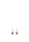 Absolute CZ Halo Huggie Earrings, Gold & Emerald