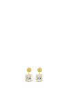 Absolute CZ Cube Drop Earrings, Gold & White
