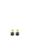 Absolute CZ Cube Drop Earrings, Gold & Black