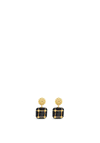 Absolute CZ Cube Drop Earrings, Gold & Black