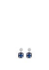 Absolute CZ Cube Drop Earrings, Silver & Navy