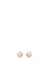 Absolute Spiral CZ Pearl Stud Earrings, Gold