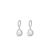 Absolute Teardrop Pearl Huggie Earrings, Silver