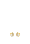 Absolute Abstract CZ & Pearl Earrings, Gold