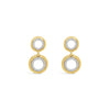 Absolute CZ Double Circle Drop Earrings, Gold