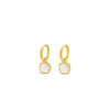 Absolute Chunky White Opal Charm Hoop Earrings, Gold