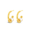 Absolute White Opal Semi Hoop Earrings, Gold