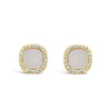 Absolute White Opal Square Stud Earrings, Gold