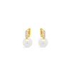 Absolute Pearl Drop CZ Hoop Earrings, Gold