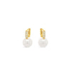 Absolute Pearl Drop CZ Hoop Earrings, Gold