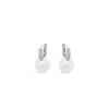 Absolute Pearl Drop CZ Hoop Earrings, Silver