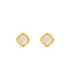 Absolute White Opal Square Earrings, Gold