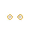 Absolute White Opal Square Earrings, Gold