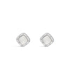 Absolute White Opal Square Earrings, Silver