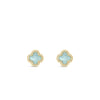 Absolute Aqua Petal Stud Earrings, Gold