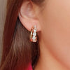 Absolute CZ Ribbon Hoop Earrings, Gold