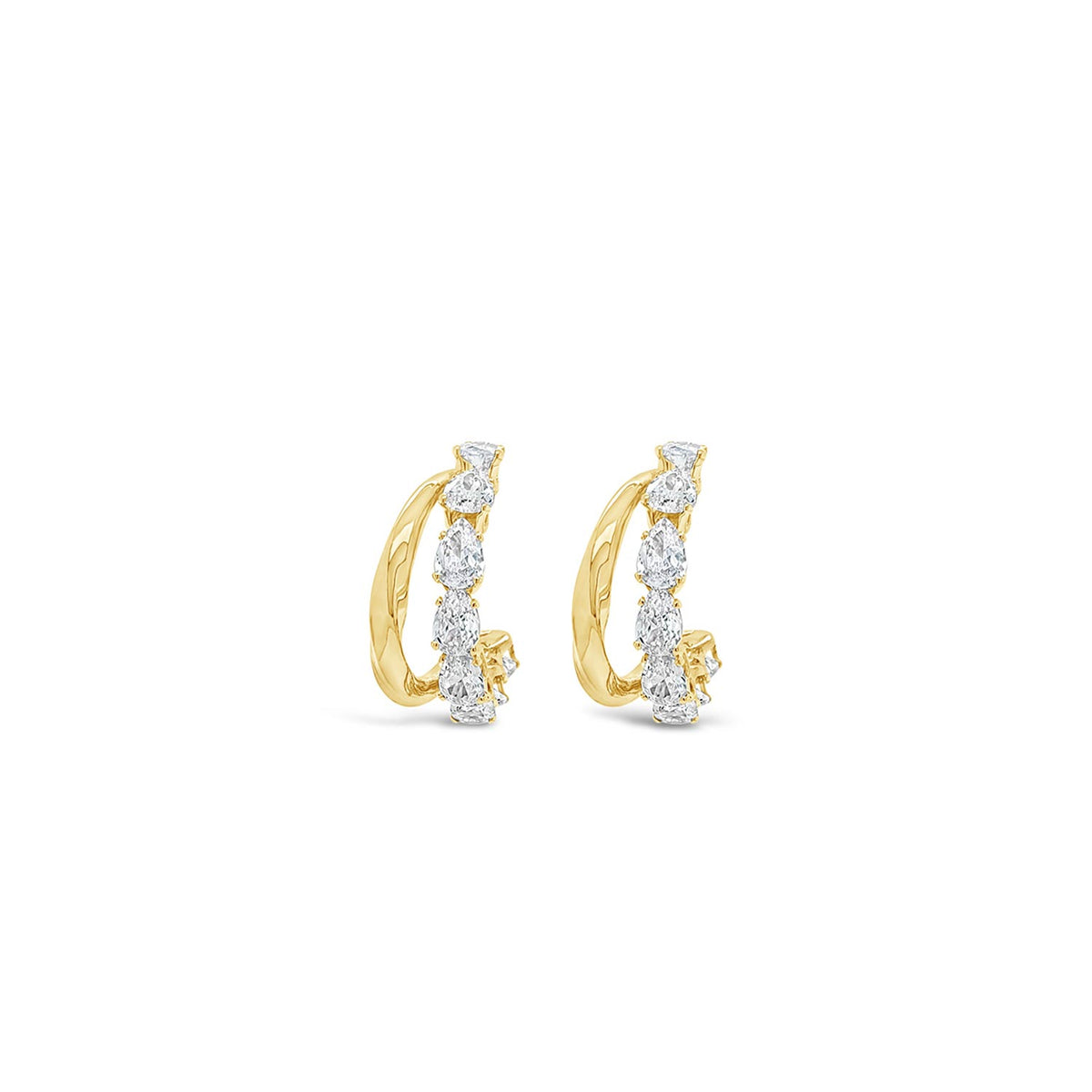 Absolute CZ Ribbon Hoop Earrings, Gold