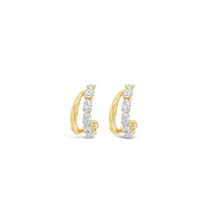 Absolute CZ Ribbon Hoop Earrings, Gold