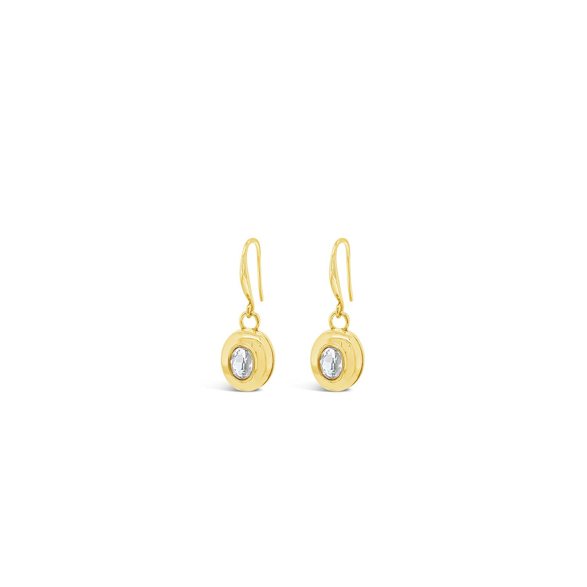 Absolute Clear CZ Oval Drop Earrings, Gold