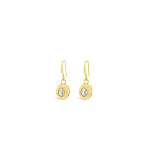 Absolute Clear CZ Oval Drop Earrings, Gold