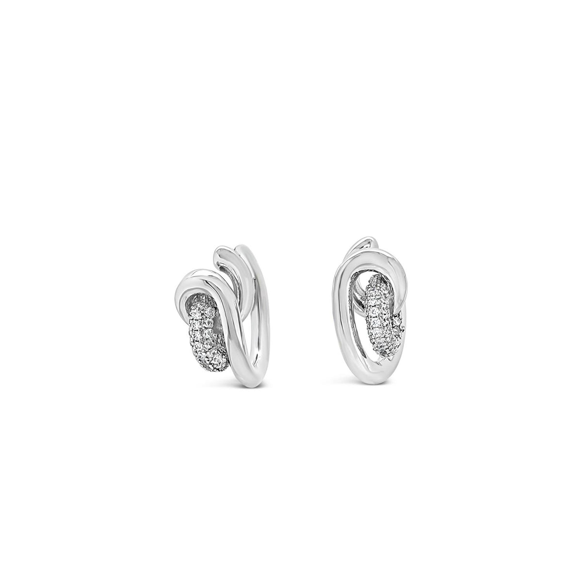 Absolute Intertwined Circle Statement Hoop Earrings, Silver
