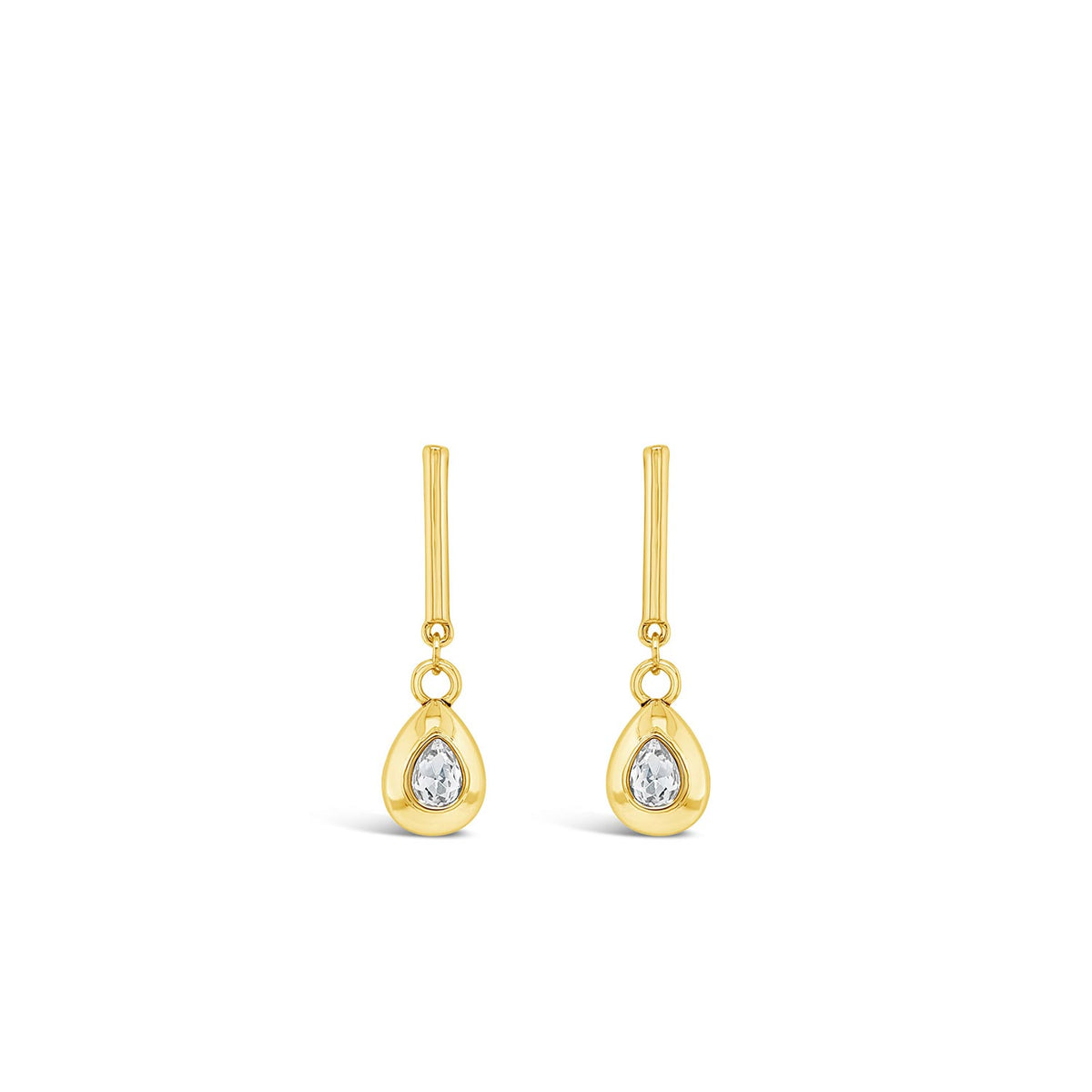 Absolute Clear Stone Tear Drop Earrings, Gold