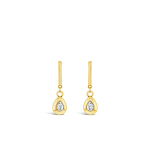 Absolute Clear Stone Tear Drop Earrings, Gold