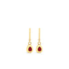 Absolute Red Stone Tear Drop Earrings, Gold