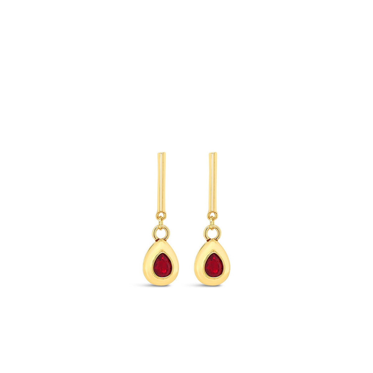 Absolute Red Stone Tear Drop Earrings, Gold