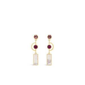 Absolute Pink CZ Geo Drop Earrings, Gold