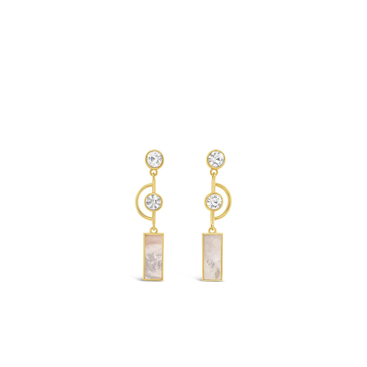 Absolute CZ Geo Drop Earrings, Gold
