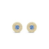 Absolute Blue CZ Pavé Halo Stud Earrings, Gold