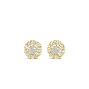 Absolute Opal Pavé Halo Stud Earrings, Gold
