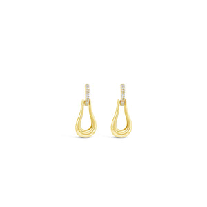 Absolute Pavé Accent Teardrop Earrings, Gold