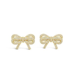 Absolute Pavé Bow Statement Earrings, Gold
