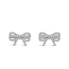 Absolute Pavé Bow Statement Earrings, Silver