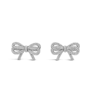 Absolute Pavé Bow Statement Earrings, Silver