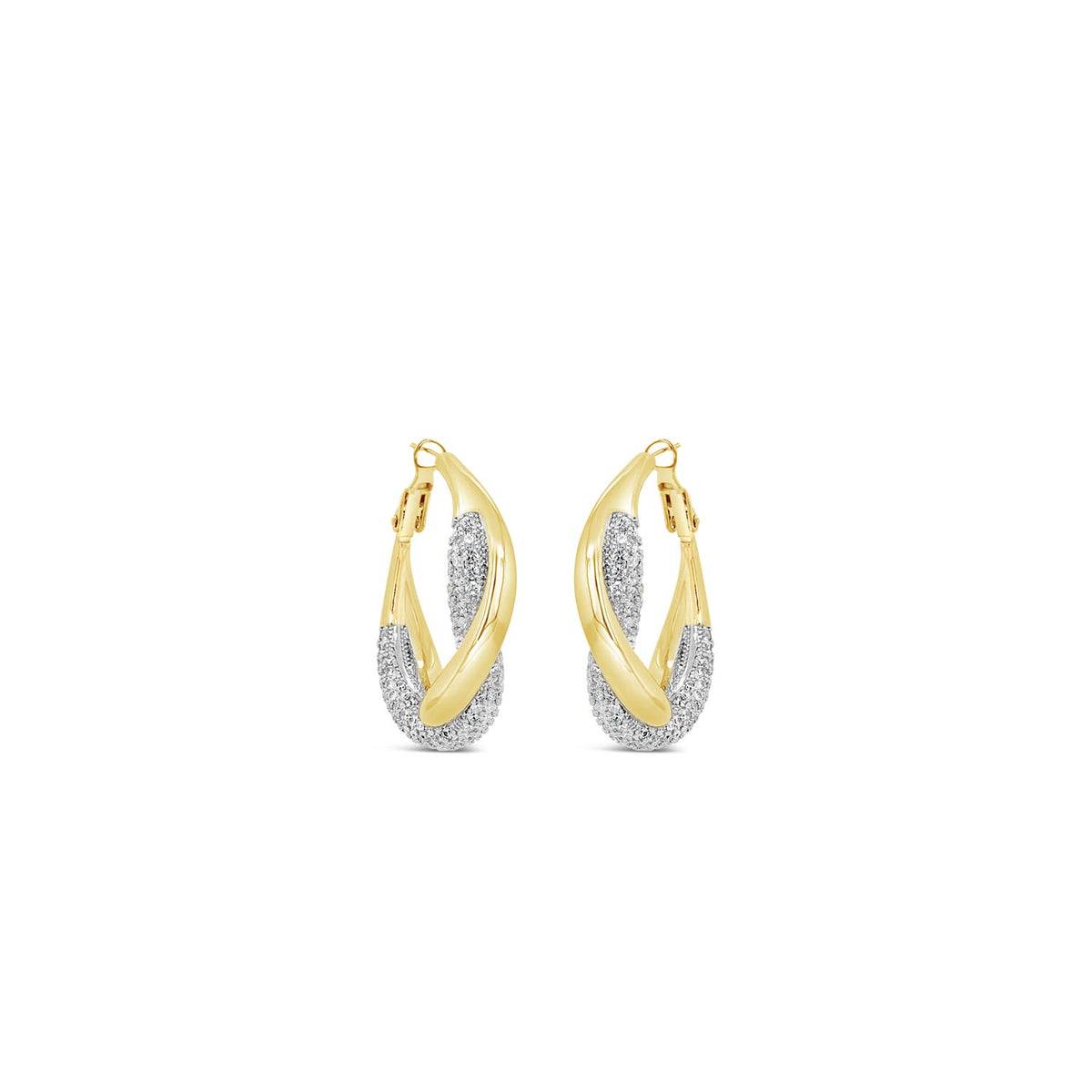 Absolute Pavé Twist Chunky Hoop Earrings, Gold