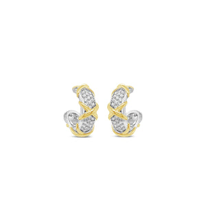 Absolute Pavé Half Hoop Crossover Earrings, Gold
