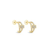 Absolute CZ Ring Double Half Hoop Earrings, Gold