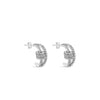 Absolute CZ Ring Double Half Hoop Earrings, Silver