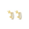 Absolute CZ Triple Hoop Earrings, Gold