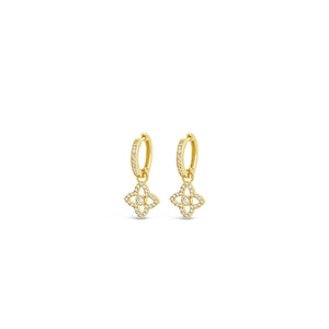 Absolute Pavé Petal Huggie Hoop Earrings, Gold