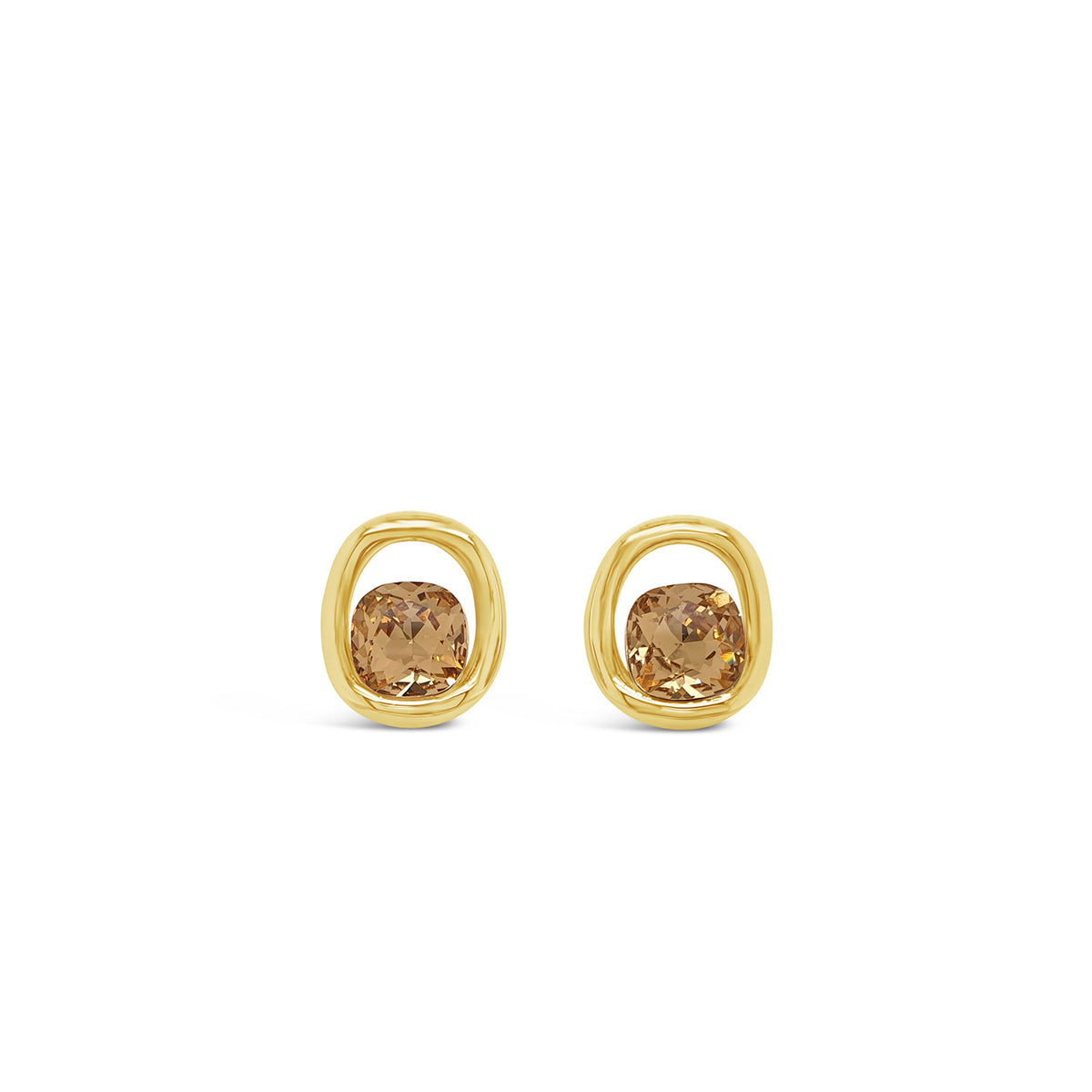 Absolute Chocolate Brown CZ Statement Stud Earrings, Gold